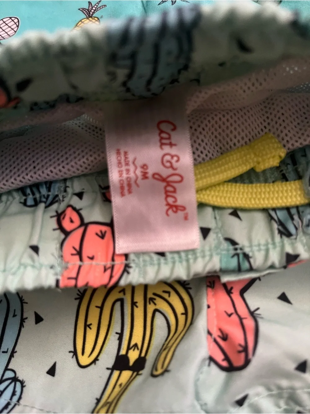 Cat & Jack Mint Pineapple & Cactus Kids Swim Shorts Set
